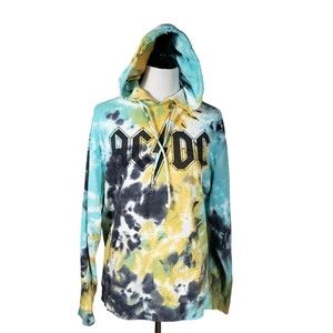 AC/DC Tie Dye Unisex size Medium Long Sleeve Pocketed Hoodie